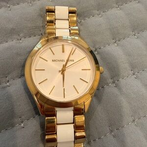 Michael Kors Gold and White Timepiece